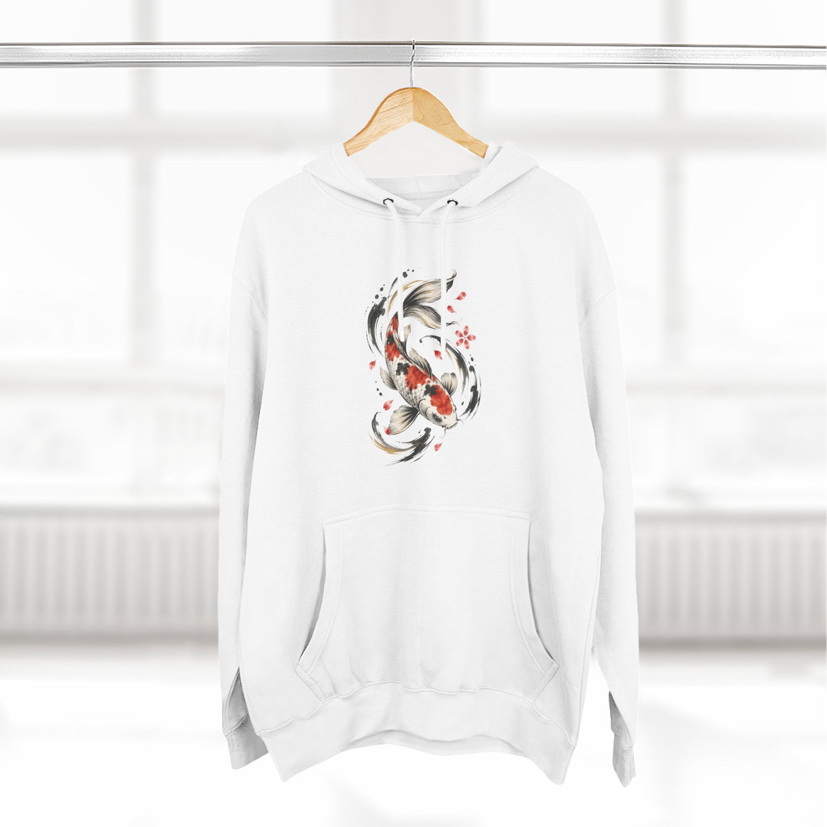 Koi Fish Floral Fleece Hoodie
