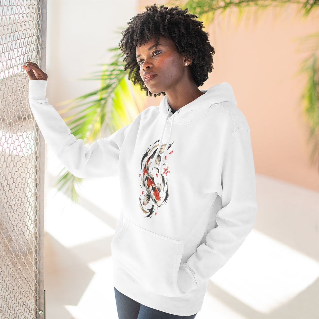 Koi Fish Floral Fleece Hoodie