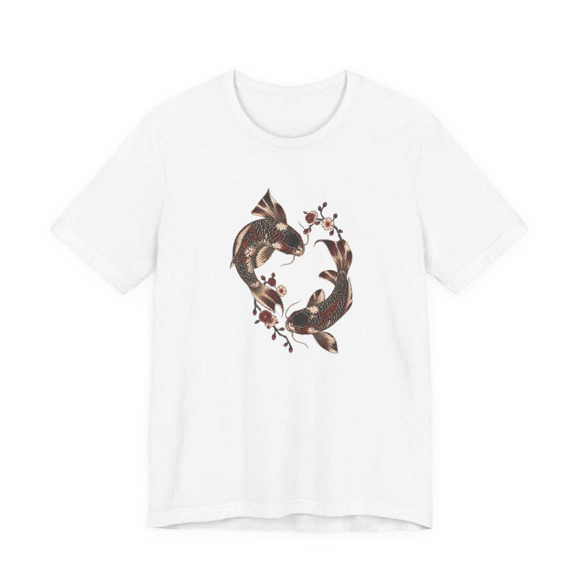 Koi Fish and Cherry Blossoms - Japanese Ink Art T-Shirt
