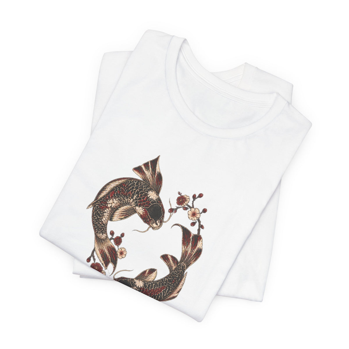 Koi Fish and Cherry Blossoms - Japanese Ink Art T-Shirt