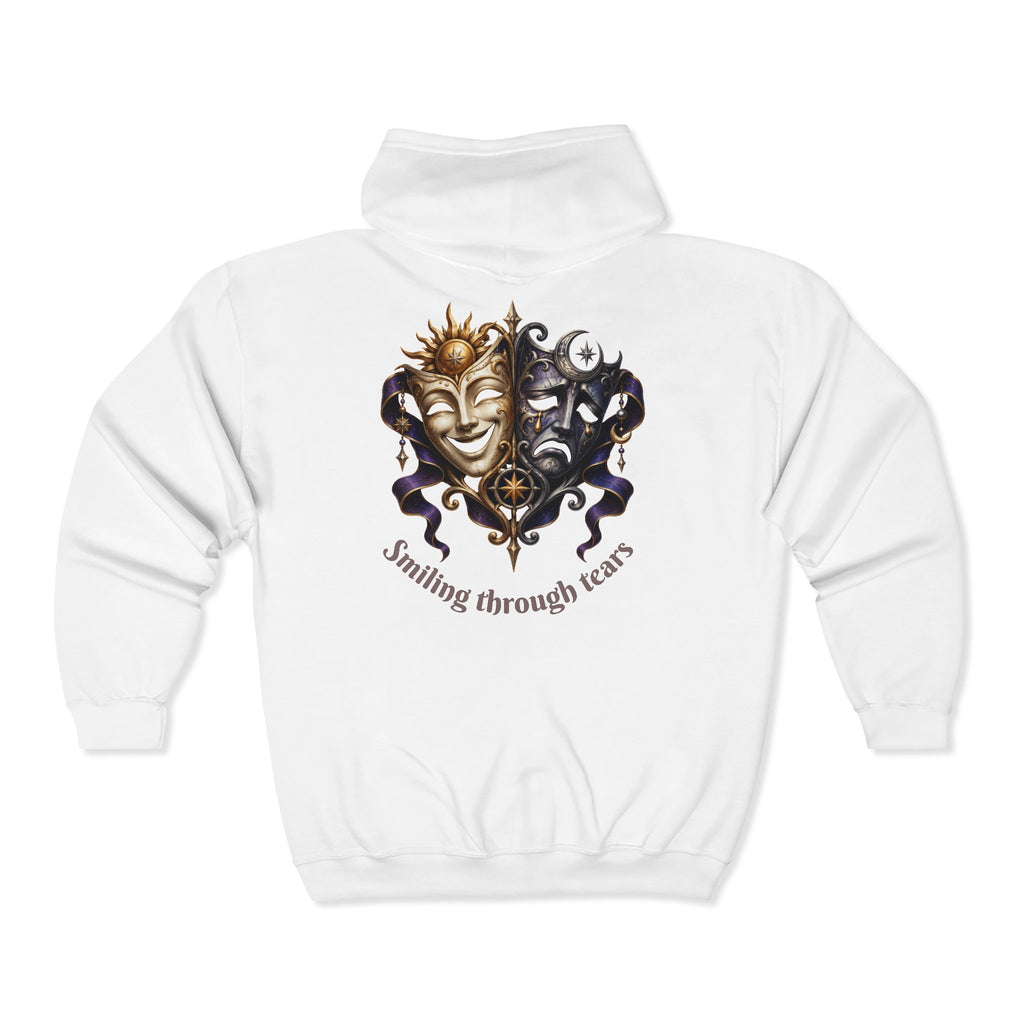 Smiling Through Tears Theater Masks Zip Hoodie