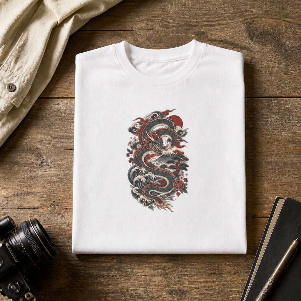 Japanese Dragon and Mount Fuji Tee